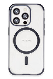 Buti̇k İphone 15 Pro Max Hi̇lton Magsafe Kapak - Laci̇vert-(5796)