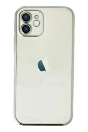 Buti̇k İphone 12 Kılıf Lensli̇ Si̇li̇kon - Gümüş-(5796)