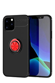 Buti̇k İphone 12 Kılıf Range Yüzüklü Si̇li̇kon - Si̇yah-Kırmızı-(5796)
