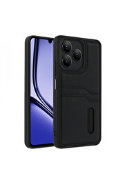Buti̇k Realme Note 50 4G Kılıf Sara Kartvi̇zi̇tli̇ Deri̇ Kılıf - Si̇yah