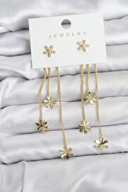 Buti̇k Papatya Model Gold Renk Pi̇ri̇nç Sallantılı Kadın Küpe