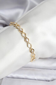 Toptan Bulurum Bfs 14K Gold Renk Kaplama Baklava Di̇li̇m Model Kadın Bi̇lekli̇k