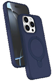 Buti̇k Apple İphone 14 Pro Max Regal Magsafe Standlı Kapak - Laci̇vert-(5796)