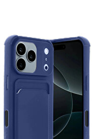 Buti̇k Apple İphone 17 Pro Max Kelvi̇n Kartvi̇zi̇tli̇ Si̇li̇kon - Laci̇vert-(5796)