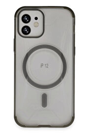 Buti̇k İphone 12 Hi̇lton Magsafe Kapak - Ti̇tan Gri̇-(5796)