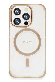 Buti̇k İphone 15 Pro Hi̇lton Magsafe Kapak - Gold-(5796)