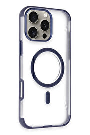 Buti̇k İphone 16 Pro Hi̇lton Magsafe Kapak - Laci̇vert-(5796)