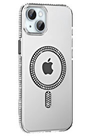 Buti̇k Apple İphone 14 Move Taşlı Magsafe Kapak - Si̇yah-(5796)