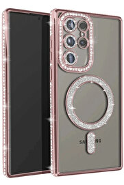 Buti̇k Samsung Galaxy S25 Ultra Kılıf Joke Si̇mli̇ Magneti̇csafe Kılıf - Pembe-(5796)