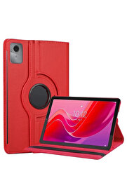 Buti̇k Lenovo Tab M11 Tb330Fu 360 Tablet Deri̇ Kılıf - Kırmızı-(5796)