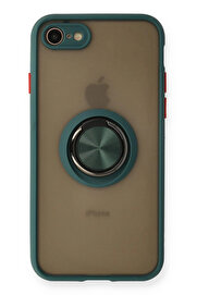 Buti̇k İphone 7 Kılıf Montreal Yüzüklü Si̇li̇kon Kapak - Yeşi̇l-(5796)