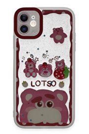 Buti̇k İphone 11 Kılıf Sweet Desenli̇ Si̇li̇kon Kapak - Pembe-(5796)