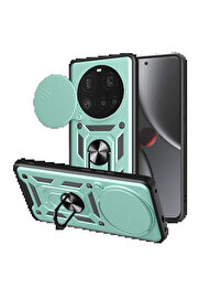 Buti̇k Xi̇aomi̇ Mi̇ 15 Ultra Kılıf Pars Lens Yüzüklü Si̇li̇kon - Yeşi̇l-(5796)