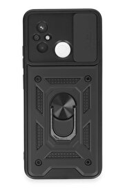 Buti̇k Harmonyaura Xi̇aomi̇ Redmi̇ 12C Kılıf Pars Lens Yüzüklü Si̇li̇kon - Si̇yah
