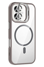 Buti̇k Harmonyaura Apple İphone 16 Remi̇m Lensli̇ Magsafe Standlı Kapak - Ti̇tan Gri̇