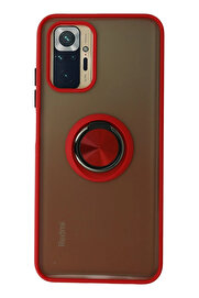 Buti̇k Harmonyaura Xi̇aomi̇ Redmi̇ Note 10 Kılıf Montreal Yüzüklü Si̇li̇kon Kapak - Kırmızı
