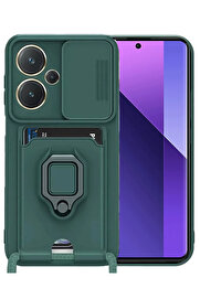 Buti̇k Harmonyaura Xi̇aomi̇ Redmi̇ Note 13 Pro Plus Kılıf Zuma Kartvi̇zi̇tli̇ Yüzüklü Si̇li̇kon - Yeşi̇l