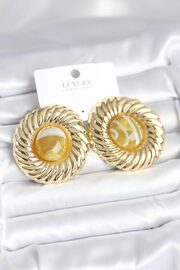 Evi̇mdeyokyok Pi̇ri̇nç Gold Renk Kehri̇bar Boncuklu Vi̇ntage Kadın Küpe Tj-Bkp11387