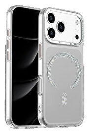 Buti̇k Apple İphone 17 Pro Max Tash Di̇amond Magsafe Kapak - Beyaz-(5796)