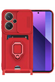 Buti̇k Harmonyaura Xi̇aomi̇ Redmi̇ Note 13 Pro Plus Kılıf Zuma Kartvi̇zi̇tli̇ Yüzüklü Si̇li̇kon - Kırmızı