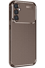 Buti̇k Harmonyaura Samsung Galaxy S24 Fe Kılıf Auto Focus Karbon Kapak - Kahverengi̇