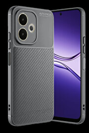 Buti̇k Harmonyaura Oppo A5 Pro 4G Kılıf Auto Focus Karbon Kapak - Gri̇
