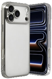 Buti̇k Apple İphone 17 Pro Max Lensli̇ Si̇li̇kon - Gümüş-(5796)