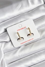 Evi̇mdeyokyok 14K Gold Renk Kaplama Zi̇rkon Taşlı Halka Model Cm Kadın Küpe Tj-Bkp11418
