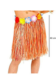 Evi̇mdeyokyok Yeti̇şki̇n Ve Çocuk Uyumlu Turuncu Renk Püsküllü Hawai̇i̇ Luau Hula Etek 40 Cm
