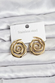 Buti̇k 316L Çeli̇k Gold Renk Sarmal Model Kadın Küpe