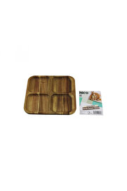 Go İthalat Akasya Kare 4 Bölmeli̇ Ahşap Servi̇s Sunum Tepsi̇ - Tahtası 20 X 1.4Cm (5324)