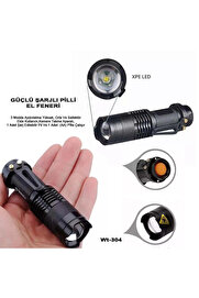 Evi̇mdeyokyok Mi̇ni̇ Güçlü Şarjlı Pi̇lli̇ El Feneri̇ Wt-304