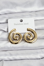Buti̇k 316L Çeli̇k Gold Renk Sarmal Modelli̇ Kadın Küpe
