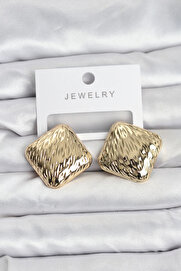 Buti̇k 316L Çeli̇k Gold Renk Kare Vi̇ntage Kadın Küpe
