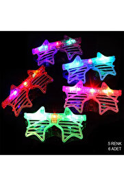 Go İthalat Işıklı Yıldız Şekilli Led Parti Gözlüğü 5 Renk 6’Lı Set () Glbl-Stl57839