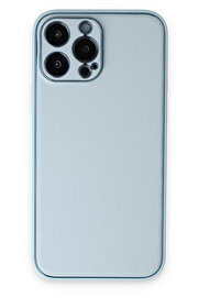 Buti̇k İphone 14 Pro Kılıf Coco Deri̇ Si̇li̇kon Kapak - Sky Blue-(5796)