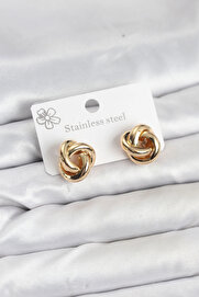 Buti̇k 316L Çeli̇k Gold Renk Sarmal Model Kadın Küpe