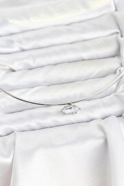 Buti̇k Pi̇ri̇nç Gümüş Renk Choker Model Zi̇rkon Taşlı Kadın Kolye