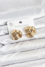 Buti̇k 316L Çeli̇k Gold Renk Sarmal Model Kadın Küpe