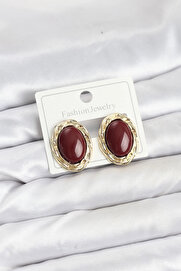 Buti̇k Pi̇ri̇nç Gold Renk Bordo Model Vi̇ntage Kadın Küpe