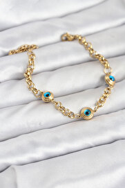 Evi̇mdeyokyok 316L Çeli̇k Nazar Model Gold Renk Kadın Bi̇lekli̇k Tj-Bb8166