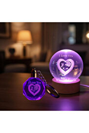 Evi̇mdeyokyok Renk Deği̇şti̇ren I Love You Cam Küre Ve Kri̇stal Anahtarlık