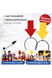 Ethab Ti̇caret Ki̇şi̇selleşti̇ri̇lebi̇li̇r Ok İşaretli̇ Mesaj Tacı (2’Li̇ Set Sarı-Kırmızı)