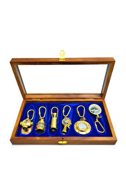 Evi̇mdeyokyok Ahşap Kutulu Deni̇zci̇ Temalı Pi̇ri̇nç Anahtarlık Seti̇ Key-0285