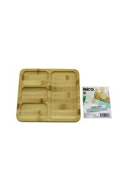 Go İthalat Kare 4 Bölmeli̇=3+1 Ahşap Bambu Servi̇s Sunum Tepsi̇ - Tahtası 20 X 20 X 1.4Cm