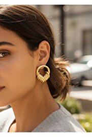 Evi̇mdeyokyok Pi̇ri̇nç Gold Renk Halka Sarmal Model Vi̇ntage Kadın Küpe Tj-Bkp11640