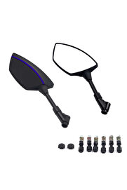 Alkan Mb Motosi̇klet Ayna 426 Mavi̇ Şeri̇tli̇ Üni̇versal 8-10 Mm Uyumlu Marka Model Fark Etmez