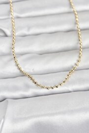 Evimdeyokyok Cm 14K Gold Renk Top Zincirli Model 60 Cm Kadın Kolye Tj-Bko10958