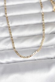 Evi̇mdeyokyok Cm 14K Gold Renk Yassı Zi̇nci̇r Model 60 Cm Kadın Kolye Tj-Bko10984