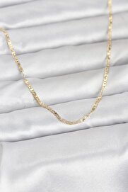 Evi̇mdeyokyok Cm 14K Gold Renk Yassı Zi̇nci̇r Model 60 Cm Kadın Kolye Tj-Bko10946